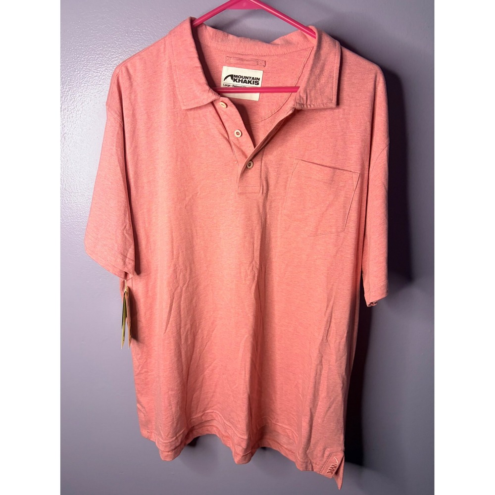 Mountain Khakis Patio Polo Shirt L Large Relaxed Fit Cotton‎ Macintosh Pink New